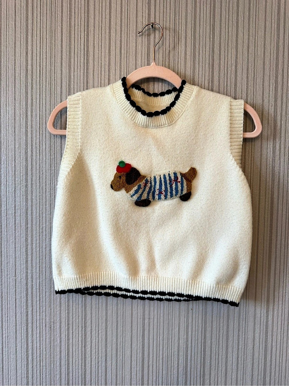 Vintage wool Cream Dog Sweater Vest Like New